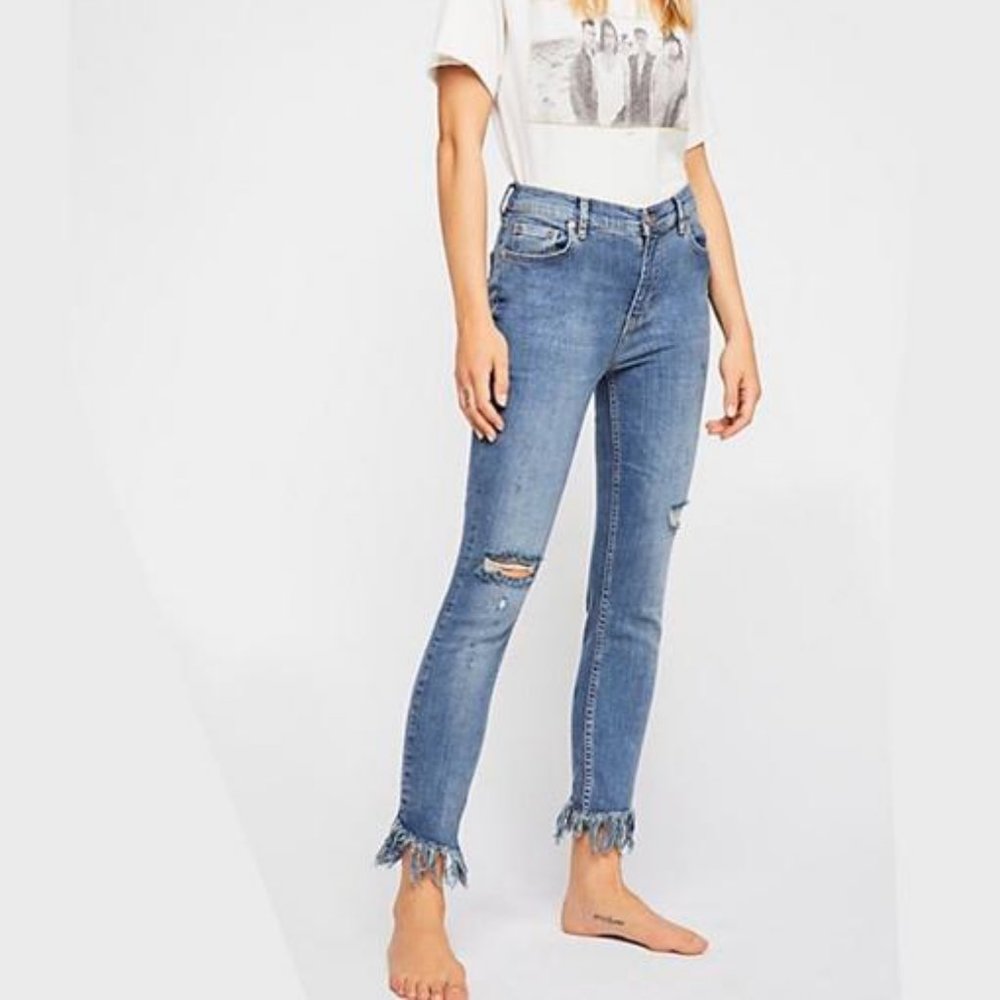 Free People Great Heights frayed hem distressed skinny jeans